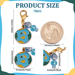 10Pcs Earth Alloy Sky Blue Enamel Pendant Decoration&nbsp;HJEW-FG00021