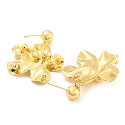 Rack Plating Brass Flower Dangle Stud Earrings&nbsp;EJEW-A028-23G