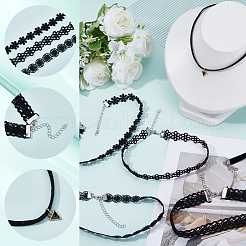 6Pcs 6 Styles Gothic Flower Lace Choker Necklaces for Women&nbsp;NJEW-SC0001-76