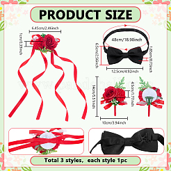 3Pcs 3 Styles Flower Polyester & Resin Wrist Corsage&nbsp;AJEW-PH0061-76