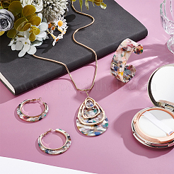 Acrylic Teardrop Pendant Necklaces & Hoop Earrings & Cuff Bangle Sets&nbsp;SJEW-WH0020-05A