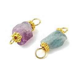 304 Stainless Steel & Raw Rough Natural Fluorite Connector Charms&nbsp;PALLOY-JF06001
