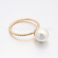 Brass Acrylic Pearl Finger Rings for Wedding Jewelry&nbsp;LS-RJEW-J061-RG