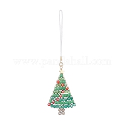 Christmas Glass Seed Beaded Pendant Decorations&nbsp;HJEW-TA00013-01