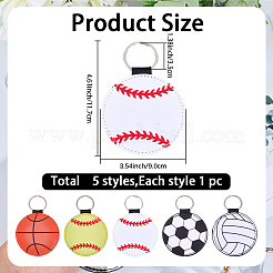 5Pcs 5 Styles Sport Theme PU Leather Keychain&nbsp;KEYC-CL0001-31
