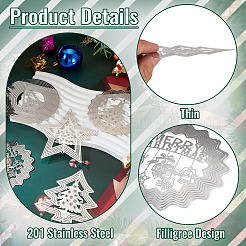 5Pcs 5 Styles Christmas 201 Stainless Steel Laser Cut Connector Charms&nbsp;STAS-TA0005-78