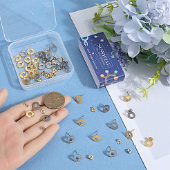 40Pcs 2 Colors 201 Stainless Steel Stud Earrings Finding&nbsp;STAS-SC0009-15