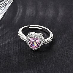 Brass Micro Pave Cubic Zirconia Cuff Open Rings&nbsp;CU-CBA5C10-04P
