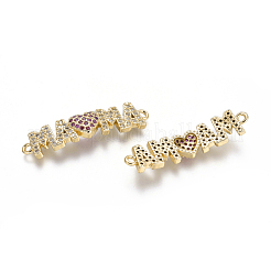 Brass Micro Pave Cubic Zirconia Links Connectors&nbsp;ZIRC-G152-14G