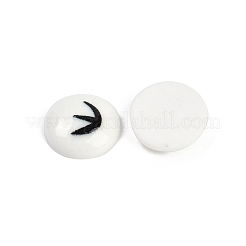 White and Black Flat Round Cartoon Resin Cabochons&nbsp;LS-CRES-Q009-01B
