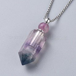 Natural Gemstone Perfume Bottle Pendant Necklaces&nbsp;NJEW-F251-09P