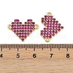 Brass Micro Pave Cubic Zirconia Heart Connector Charms&nbsp;KK-C114-26B-G