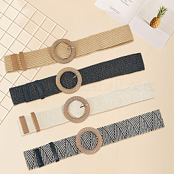 4Pcs 4 Colors Straw Woven Chain Belts with PP Plastic Ring Buckles&nbsp;AJEW-CY0001-80