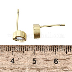 Brass Micro Pave Clear Cubic Zirconia Stud Earrings for Women&nbsp;EJEW-F363-02G
