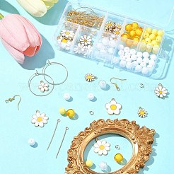 DIY Alloy Enamel Flower & Acrylic Beads Dangle Earring Making Kits&nbsp;DIY-FS0006-31
