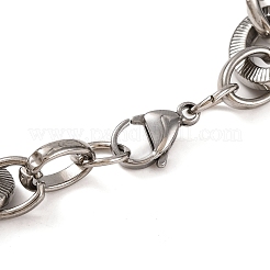Tarnish Resistant 201 Stainless Steel Column & Oval Link Chain Bracelets&nbsp;BJEW-B078-81P