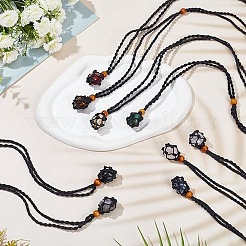 9Pcs 9 Styles Natural Mixed Gemstone Teardrop Pendant Necklaces Set&nbsp;NJEW-AN0001-46