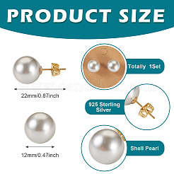 925 Sterling Silver Round Stud Earrings&nbsp;EJEW-TAC00030-03