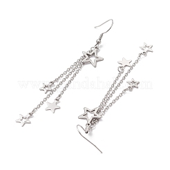 304 Stainless Steel Star & Moon Tassel Dangle Earrings for Women&nbsp;EJEW-JE06399