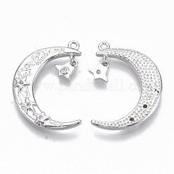 Brass Micro Pave Cubic Zirconia Pendants&nbsp;KK-T062-02P-NF