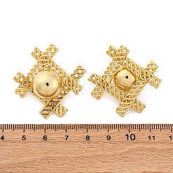 Woven Rhombus with Round Brass Stud Earrings&nbsp;EJEW-R025-02G