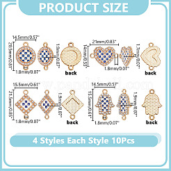 40Pcs 4 Styles Alloy Blue and White Enamel Links Connector Charms&nbsp;FIND-AR0006-07