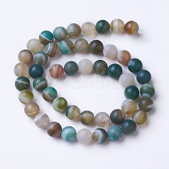 Natural Grade A Striped Agate/Banded Agate Beads Strands&nbsp;G-E478-07-8mm