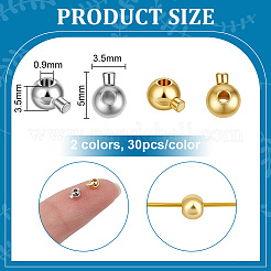 60Pcs 2 Colors Brass Crimp Beads&nbsp;KK-PH0015-15