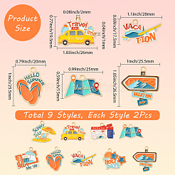 18Pcs 9 Styles Tourism Theme Alloy Enamel Pendants&nbsp;FIND-SC0019-21