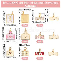 12Pcs 6 Styles Valentine's Day Brass Enamel Charms&nbsp;KK-BBC0023-89