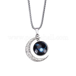Alloy & Glass Luminous Moon Constellation Pendant Necklaces&nbsp;WG12A0F-12