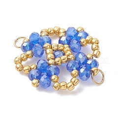 Electroplate Glass Beaded Flower Connector Charms&nbsp;PALLOY-MZ01297-02