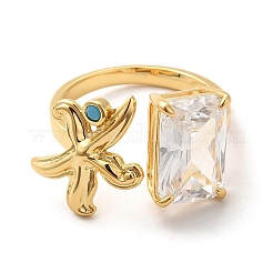 Brass Micro Pave Cubic Zirconia Ring&nbsp;RJEW-P084-03G