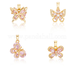 12Pcs 4 Style Brass Micro Pave Cubic Zirconia Pendants&nbsp;KK-BBC0019-53