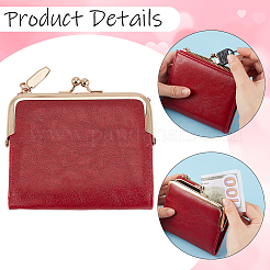 1Pc Rectangle PU Imitation Leather Coin Purses with Golden Tone Alloy Kiss Lock&nbsp;ABAG-CL0001-55B