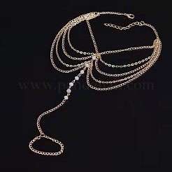 Alloy & Faceted Plastic Beads MultiLayer Tassel Toe Ring Anklets for Women&nbsp;FS-WG23F33-02