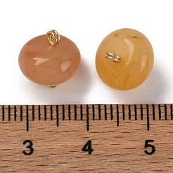 Natural Topaz Jade Saucer Charms with Rack Plating Golden Tone Brass Bails&nbsp;KK-B103-17B-09