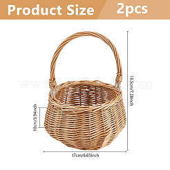 2Pcs Straw Braided Flower Baskets with Handle&nbsp;AJEW-WH0752-560