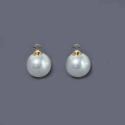 Round Acrylic Pearl Charms&nbsp;KK-E670-01G