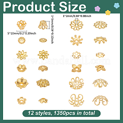 1350Pcs 12 Styles Alloy & Iron Bead Caps&nbsp;FIND-PH0027-24