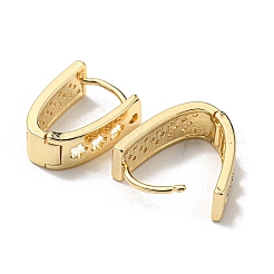 Brass with Clear Cubic Zirconia Hoop Earrings&nbsp;EJEW-B035-26KCG