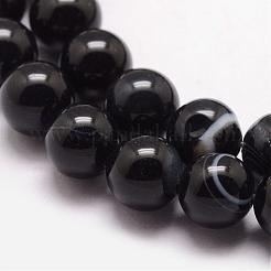 Natural Black Agate Bead Strands&nbsp;G-K166-13-8mm-05