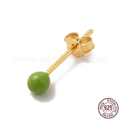 Enamel Round Ball Stud Earrings&nbsp;EJEW-C020-01G-08