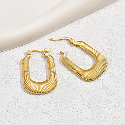201 Stainless Steel U-Shaped Hip-hop Hoop Earrings&nbsp;RZ9370