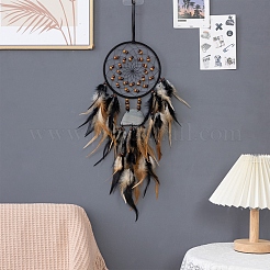 Iron Woven Web/Net with Feather Hanging Ornaments&nbsp;PW-WG7966A-01