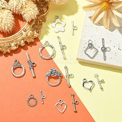 80Pcs 8 Styles Tibetan Style Toggle Clasps&nbsp;TIBEB-CJ0001-28