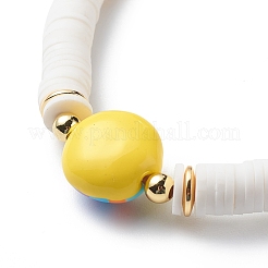 Handmade Polymer Clay Disc Surfer Stretch Bracelet&nbsp;BJEW-JB08825