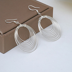 Multi-Layer Circle Wire Oval Brass Dangle Earrings&nbsp;WGA7B49-02