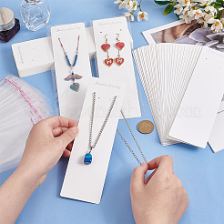 100Pcs Rectangle Paper Jewelry Display Cards for Necklaces & Earrings Storage&nbsp;CDIS-PH0001-58