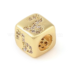 Brass Micro Pave Clear Cubic Zirconia European Beads&nbsp;KK-K368-01G-10